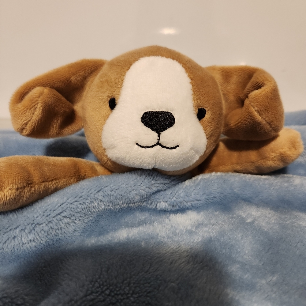 Carter's blue and brown puppy soft lovey security blanket.